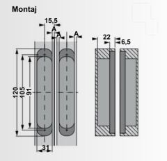 Hafele Gizli Menteşe CDH60 60kg Antik Bronz