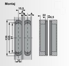 Hafele Gizli Menteşe CDH60 60kg Parlak Pirinç