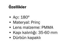 Kapı Dürbünü Yangın Dayanımlı 180° 35-60 mm Siyah