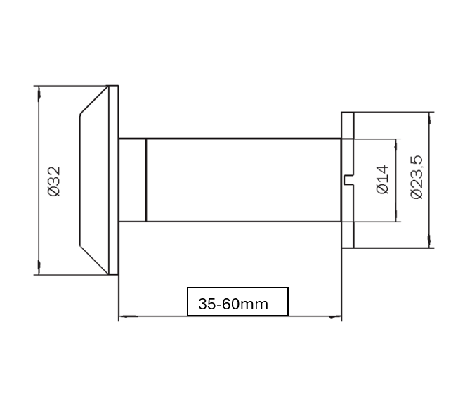 Kapı Dürbünü  180° 35-60 mm Krom