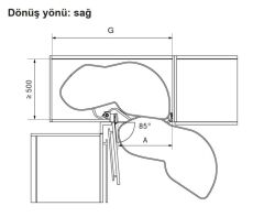 Hafele Lemans2 Sağ Kiler Seti 45/60-75cm Antrasit