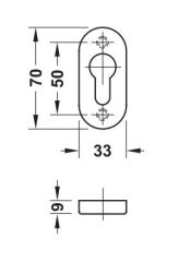 Hafele THIN Rozet PC Oval Paslanmaz Çelik Mat
