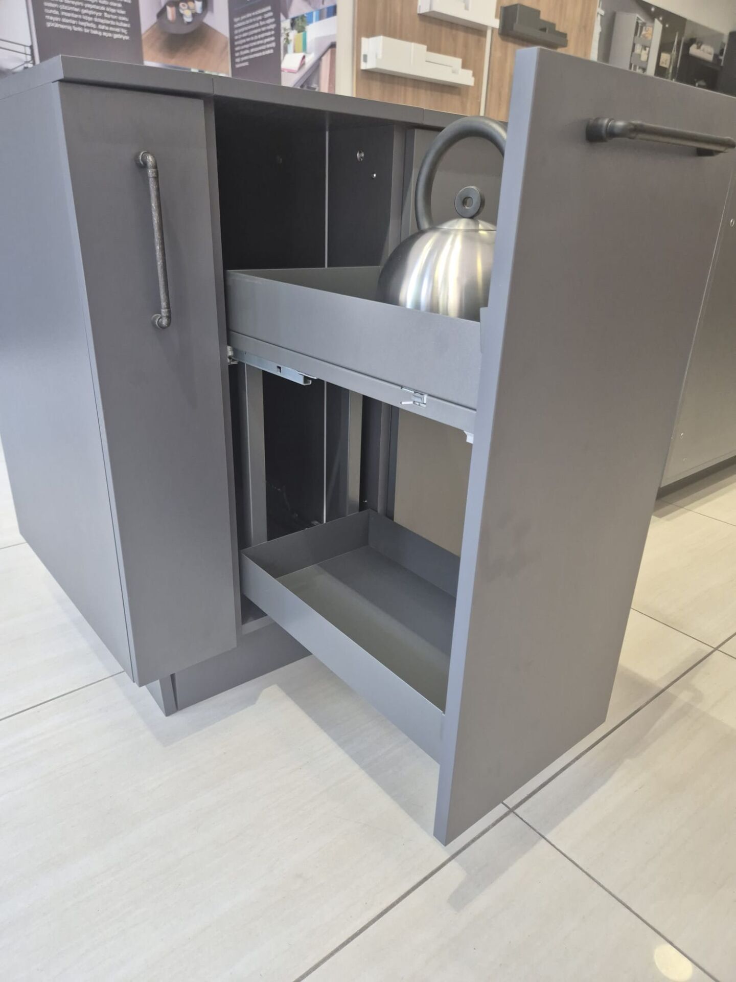 Tezgah Altı Kiler Sub Rack Essentino Antrasit 300mm