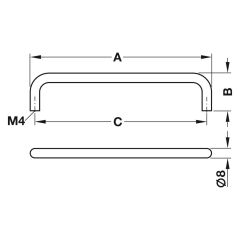 Hafele  RYAN III Mat Krom Mobilya Kulp (192 mm)