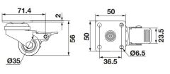 Hafele PESANTE Plakalı Frenli Tekerlek Turuncu  Ø35x54mm