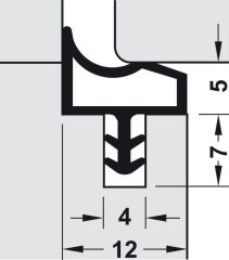 Hafele F07 Ortadan Basan Çatı Tipi Kapı Fitili 12mm, Mat Siyah Renk