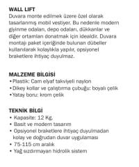 Gardırop Asansörü Duvar Tipi 75-115cm 10kg Alüminyum Gri