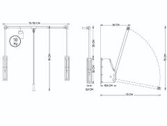 Gardırop Asansörü Duvar Tipi 75-115cm 10kg Alüminyum Gri