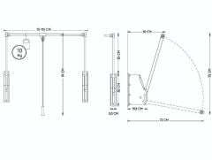 Gardırop Asansörü Duvar Tipi 75-115cm 10kg Siyah