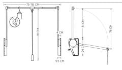 Gardırop Asansörü Lift 151 75-115cm 20kg Alüminyum Gri