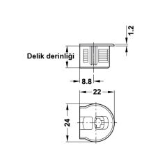 Hafele Rafix 20 Gövde Nikel Kaplama 19Mm (100 Adet)