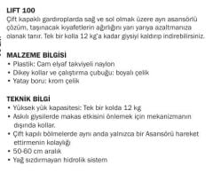 Gardırop Asansörü Tek Kol Lift 100 12kg Alüminyum Gri Sol