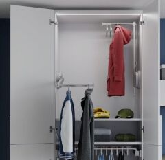 Gardırop Asansörü Tek Kol Lift 100 12kg Alüminyum Gri Sol