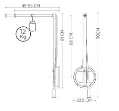 Gardırop Asansörü Tek Kol Lift 100 12kg Alüminyum Gri Sol