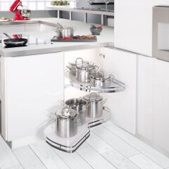 Hafele Lemans II Köşe Kiler Set Krom Sol 45/125cm