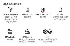 Gizli Kapı Menteşesi 135mm 80kg  Antik Pirinç Fırçalı