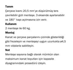 AGB Gizli Kapı Menteşesi 2.1 Eclipse Nikel Kaplama