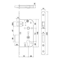 Hafele Wc Çarpma Kilit (Makaralı Kilit) 50/20mm, Antik Bronz Renk
