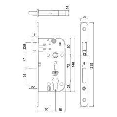 Hafele Wc Çarpma Kilit (Makaralı Kilit) 50/20mm, Antik Bronz Renk