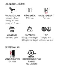 AGB Gizli Kapı Menteşesi 3.2HD Eclipse Emaye Pirinç Kaplama