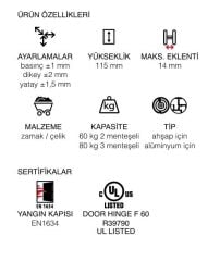 AGB Gizli Kapı Menteşesi 3.2HD Eclipse Nikel Kaplama