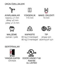 AGB Gizli Kapı Menteşesi 3.2HD Eclipse Krom Mat