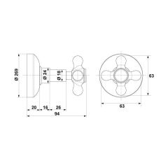 Hafele Ankastre Stop Valf Klassis 20mm Bronz
