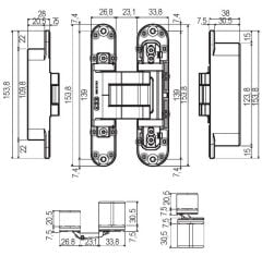 AGB Gizli Kapı Menteşesi 4.1 Eclipse Krom Mat