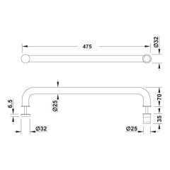 Hafele Yuvarlak Çekme Kol 450mm Parlak Krom Renk