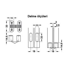 Hafele Gizli Menteşe Siyah/Karartılmış 11x33mm