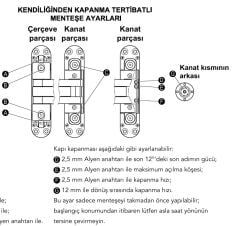 Ahşap Kapı Hidrolik Menteşe Gri