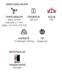 Ahşap Kapı Hidrolik Boş Menteşe Gri