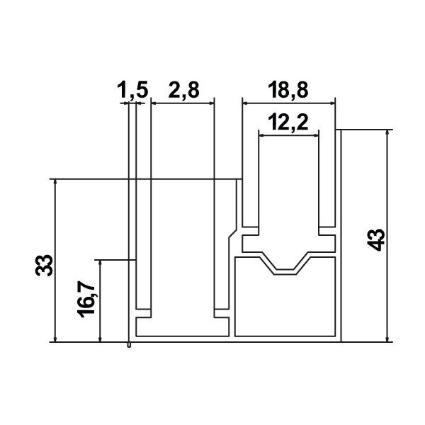 Hafele Ahşap Kayar Kapak Alt Rayı Prime 90 II Alüminyum 2500mm