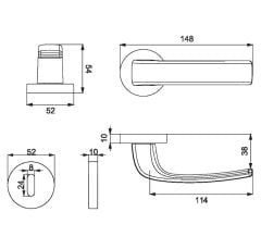 Pera Kapı Kolu Seti Oda Krom Parlak - Siyah