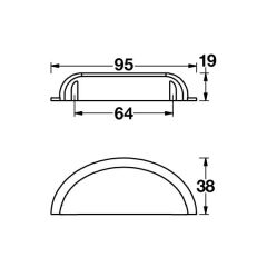 Hafele Kabuk Çekmece Kulpu Lamont 64mm Antik Gümüş