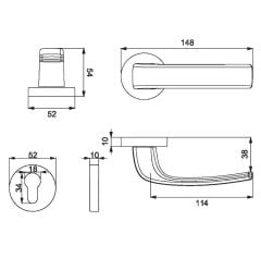 Pera Kapı Kolu Seti Oda Yale Inox-Siyah
