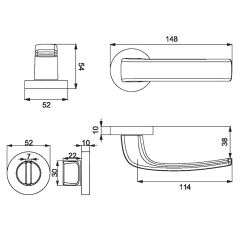Pera Kapı Kolu Seti Oda WC Inox-Siyah