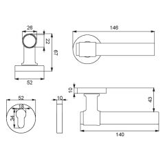 BRIA-K Kapı Kolu Seti Yale Antik Pirinç Fırçalanmış