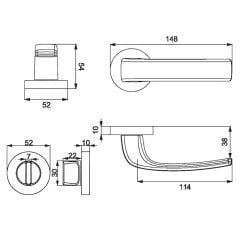 Pera Kapı Kolu Seti WC Siyah Mat