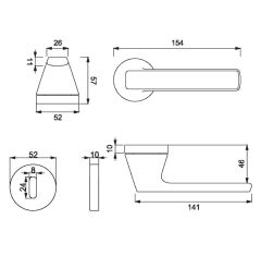 ORIS Kapı Kolu Seti Oda Pirinç Mat