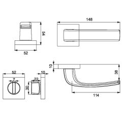 Pera-S Kapı Kolu Seti WC Inox-Siyah