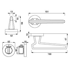 SINA Kapı Kolu Seti WC Inox