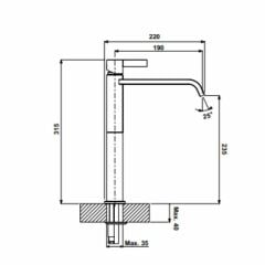 Hafele Yüksek Lavabo Bataryası Fonte Mat Siyah