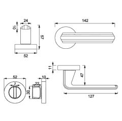 WOON Kapı Kolu Seti WC Krom Parlak