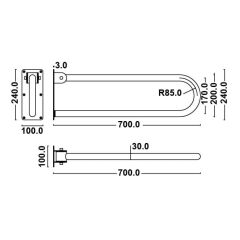 Hafele Katlanır Tutunma Barı 70x70x24cm Paslanmaz Çelik Renk