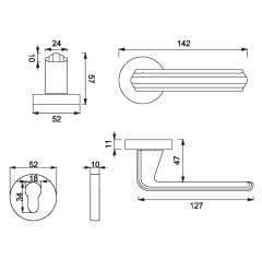 WOON Kapı Kolu Seti Yale Inox Parlak
