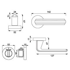 WOON Kapı Kolu Seti WC Inox Parlak