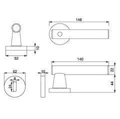 FUGI-K Kapı Kolu Seti Oda Siyah Mat