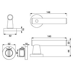 FUGI-K Kapı Kolu Seti WC Siyah Mat