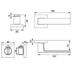 Zera-S Kapı Kolu Seti WC Inox-Siyah